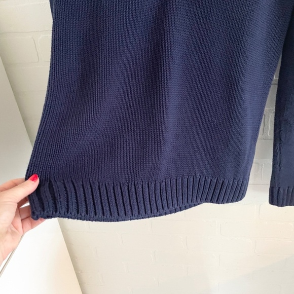 Lilly Pulitzer Toggle Knit Sweater Shawl collar Cotton Coastal Navy Blue Gold S - Picture 8 of 12